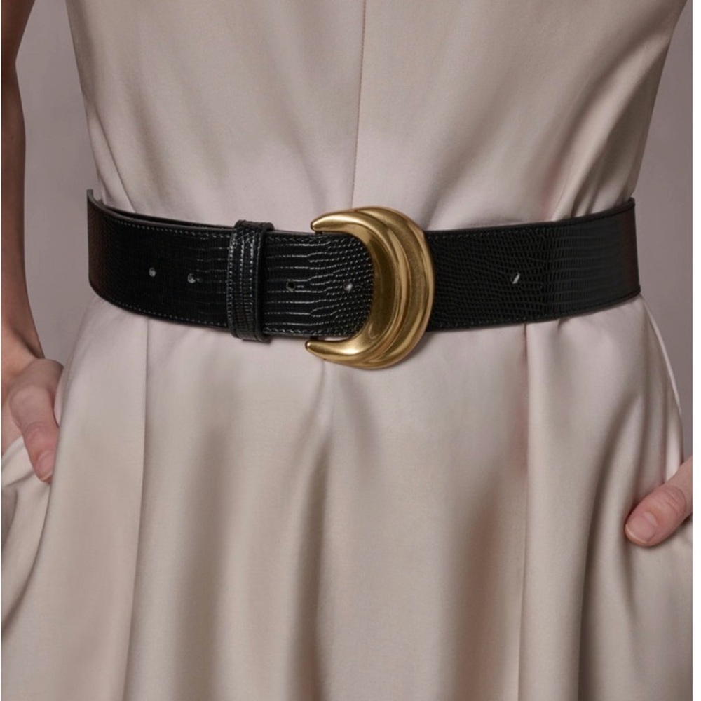 Donna Karan New York Women’s Cream & Black Midi Dress with Belt - Picture 4 of 12